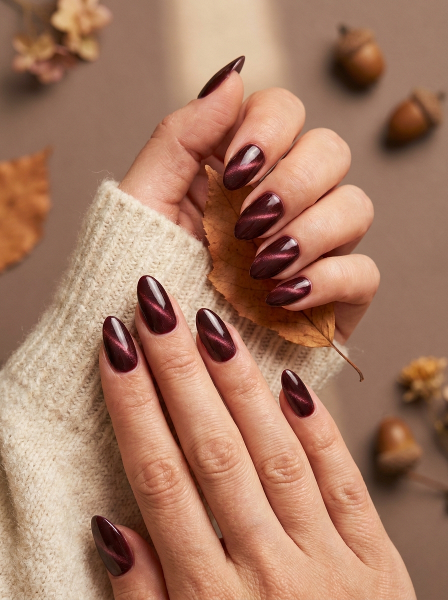 Burgundy Cat Eye Nails – gepflegte Nagelidee 2026